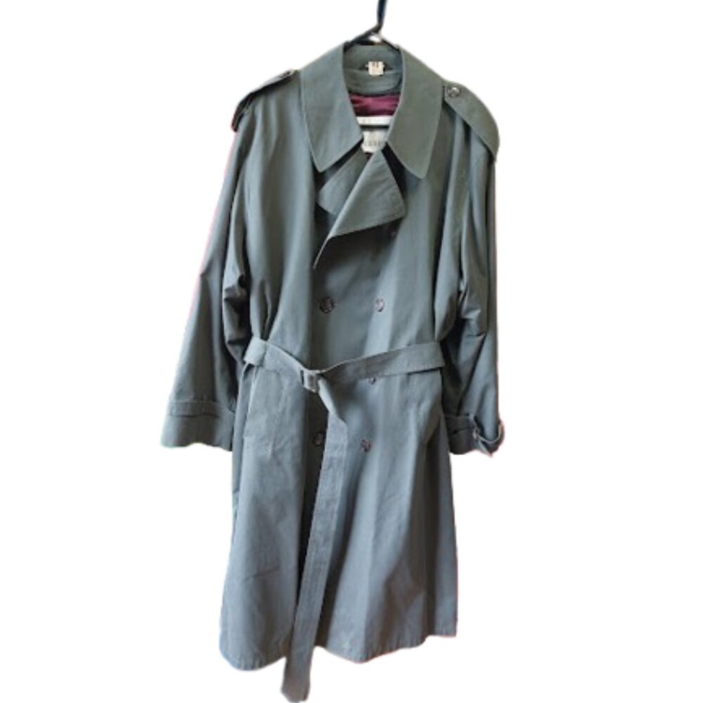 LONDON FOG VINTAGE WOOL Lined Gray Belted Trench Coat Men Size 42 R